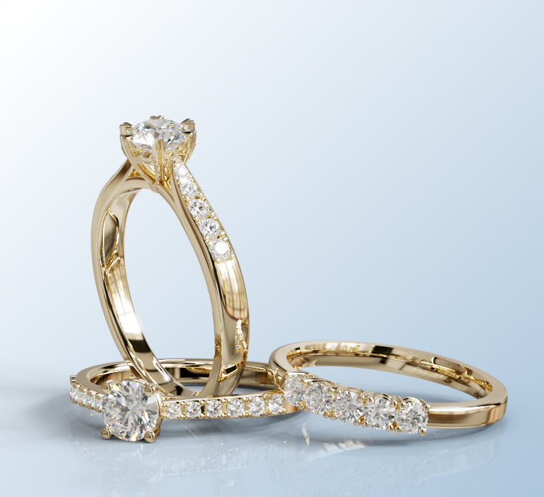 Pierścionki z diamentami żółte złoto 585 GOLDPORT