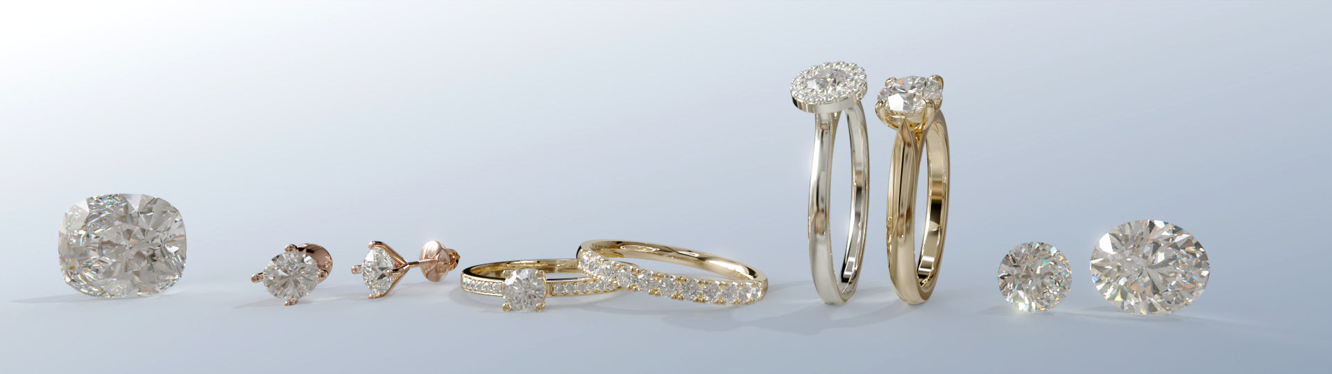 Złote pierścionki z diamentami, obrączka z diamentami i kolczyki z diamentami GOLDPORT