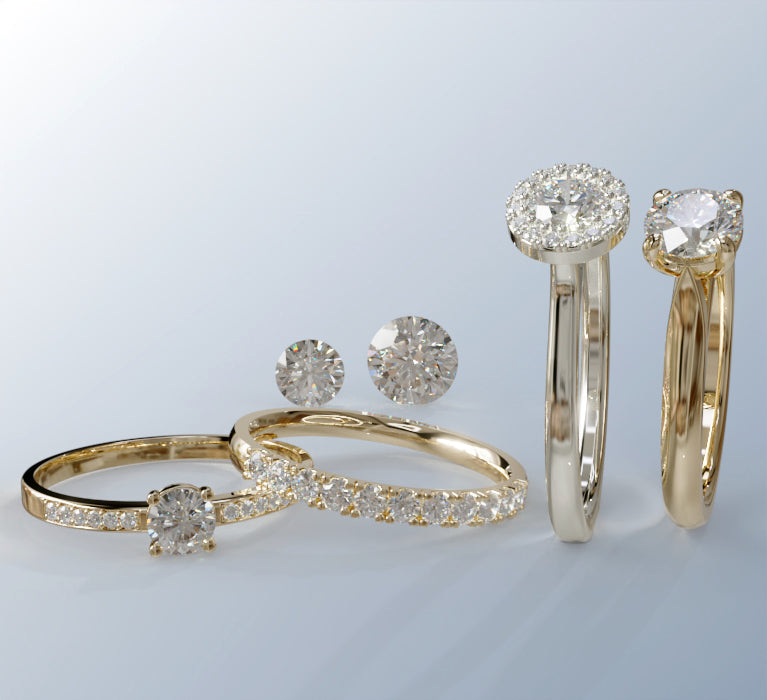 Pierścionki zaręczynowe z diamentami i złota obrączka z diamentami GOLDPORT
