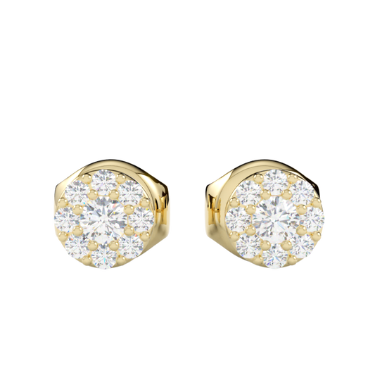 Kolczyki z diamentami Halo – złoto żółte 585 – GOLDPORT