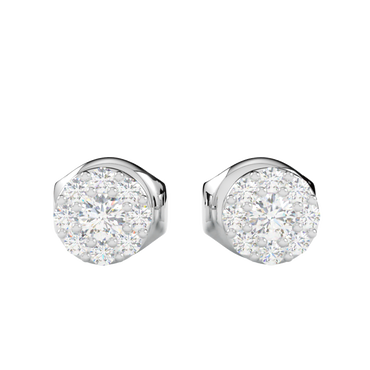 Kolczyki z diamentami Halo – złoto białe 585 – GOLDPORT