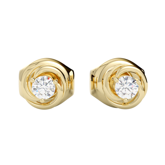 Kolczyki z diamentami laboratoryjnymi żółte złoto 585