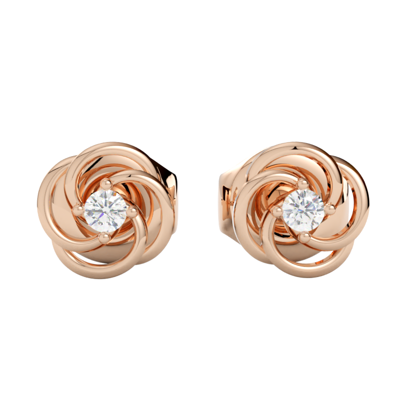 Złote kolczyki z diamentami różowe złoto