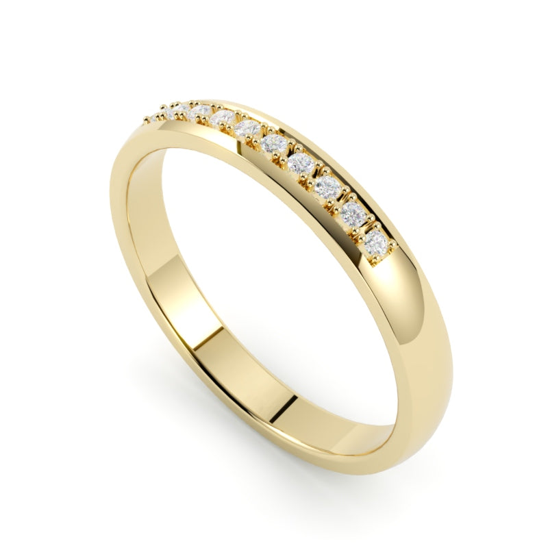 Obrączka ślubna z diamentami ze złota, żółte złoto 750, profil półokrągły, GOLDPORT