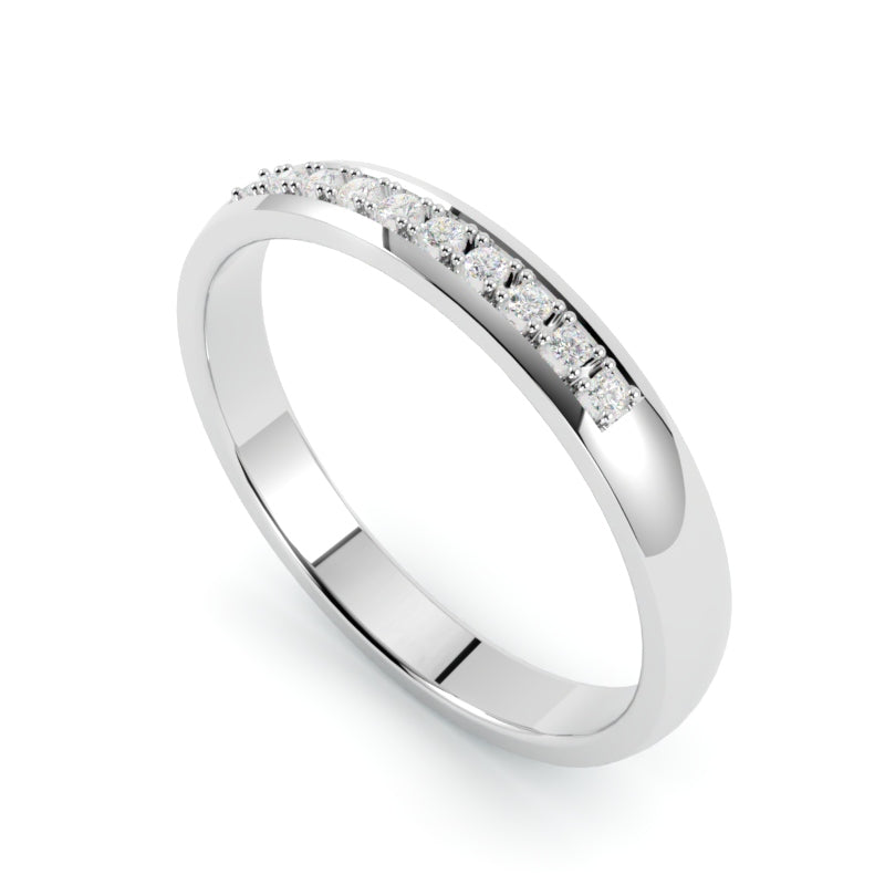 Obrączka ślubna z diamentami ze złota, białe złoto 750, profil półokrągły, GOLDPORT