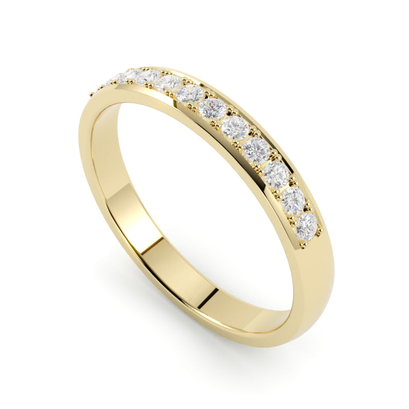 Obrączka złota z diamentami, profil półokrągły, żółte złoto 750, subtelna, od GOLDPORT