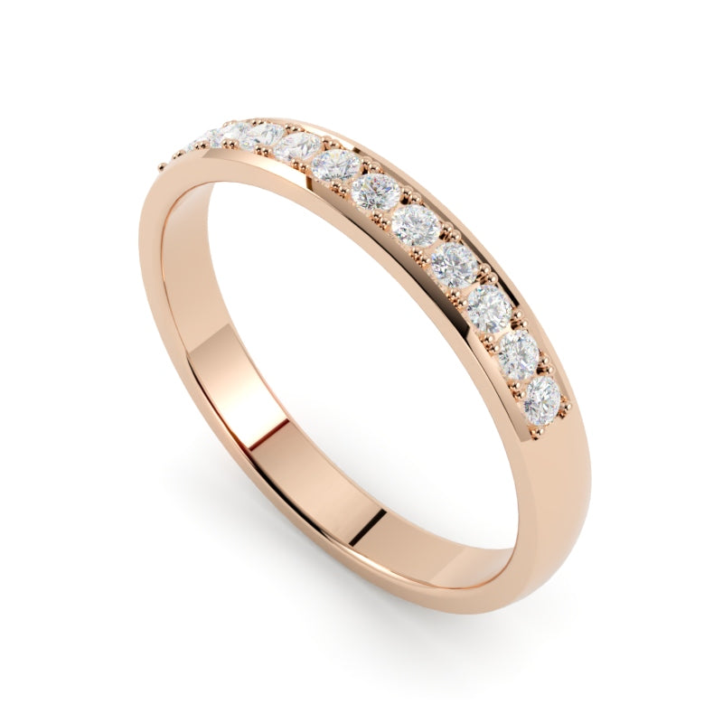 Obrączka złota z diamentami, profil półokrągły, różowe złoto 750, subtelna, od GOLDPORT
