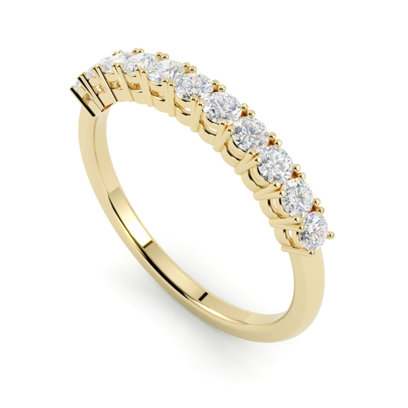 obrączki ślubne z diamentami 585, złoto żółte, rząd brylantów, polerowana, soczewkowa