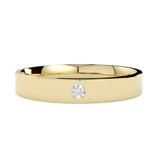 Płaska elegancka obrączka ślubna z diamentem żółte złoto