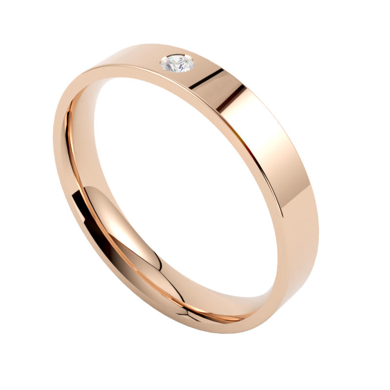 solidna obrączka ślubna z diamentem złoto różowe 585
