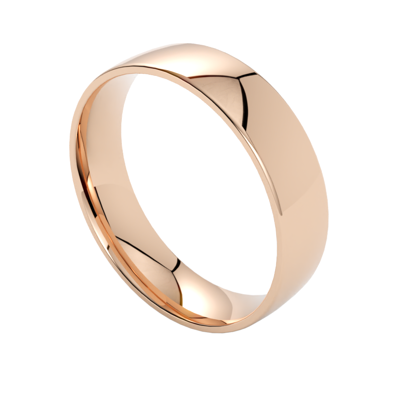 Półokrągła klasyczna obrączka ślubna z różowego złota 750