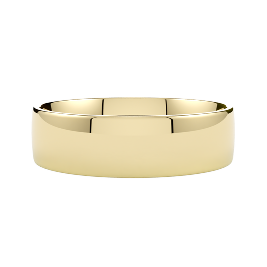 Żółta szeroka obrączka ślubna ze złota