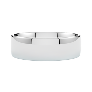 gruba półokrągła obrączka ślubna z białego złota