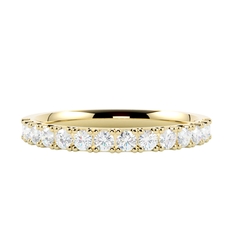Złota obrączka eternity z diamentami w żółtym złocie
