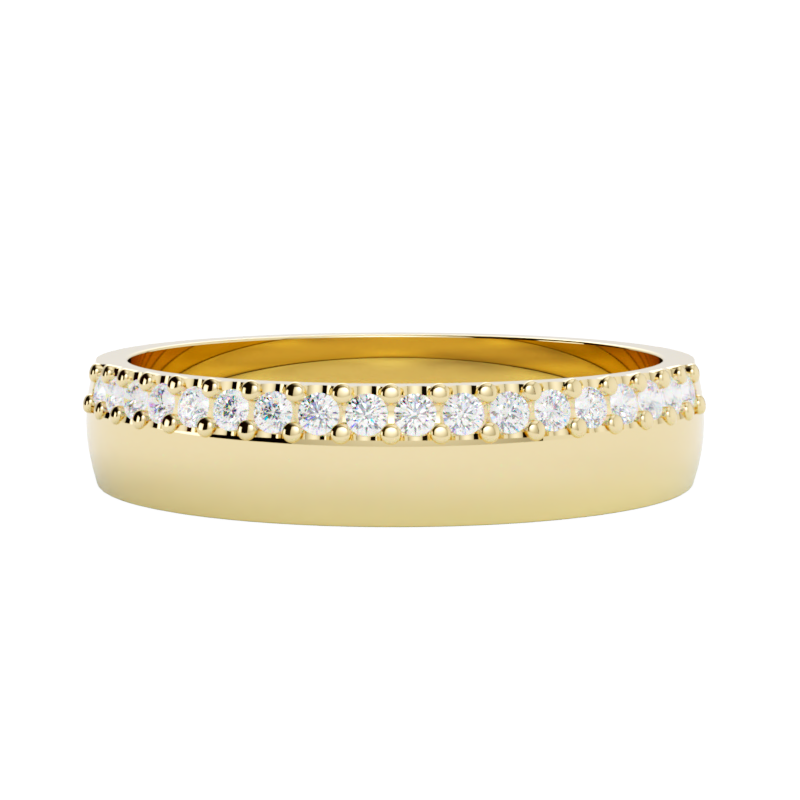 Klasyczna obrączka ślubna z żółtego złota z brylantami na rancie
