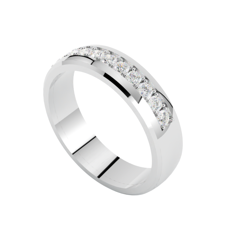 Elegancka obrączka z białego złota z rzędem precyzyjnie oprawianych diamentów