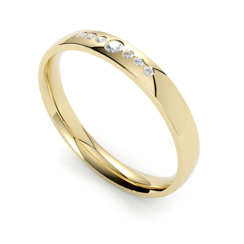 Obrączka z diamentami 3 mm szerokości z żółtego złota 750 GOLDPORT