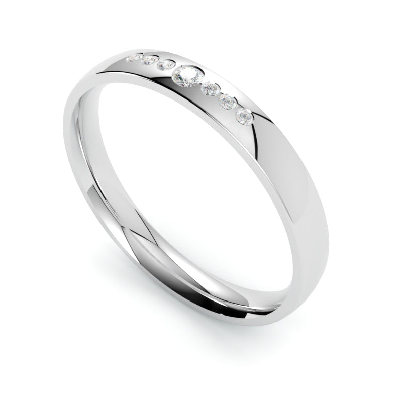 Obrączka z diamentami 3 mm szerokości z platyny 950 GOLDPORT