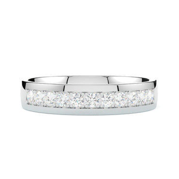 Damska obrączka ślubna z białego złota z 11 diamentami, soczewkowa od GOLDPORT