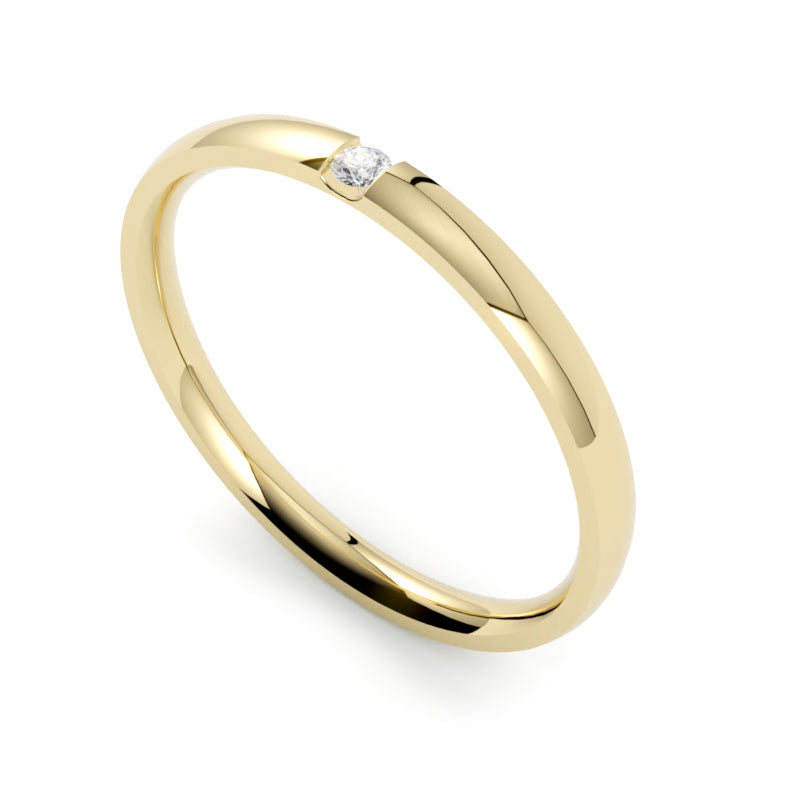 Obrączka ślubna z żółtego złota 750 z brylantem GOLDPORT