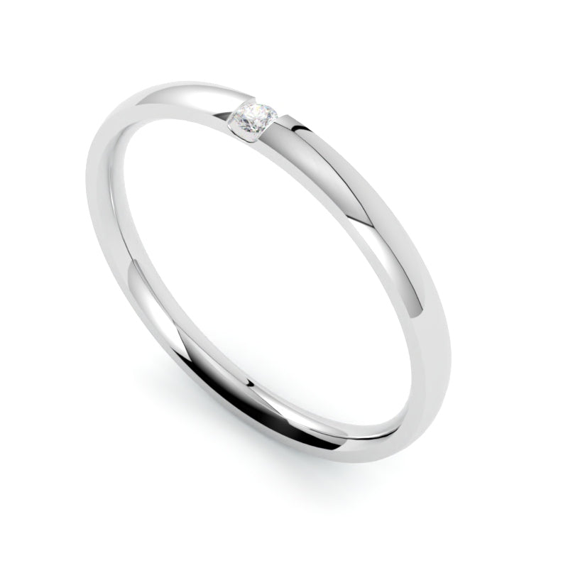 Obrączka ślubna z białego złota 750 z brylantem GOLDPORT