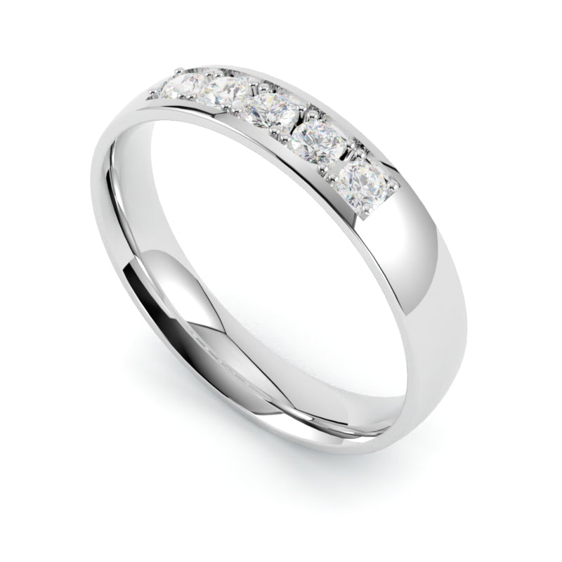 Złota obrączka z diamentami białe złoto 750 GOLDPORT
