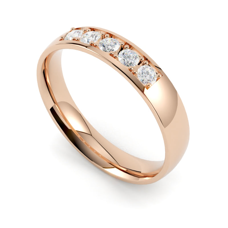 Złota obrączka z diamentami różowe złoto 750 GOLDPORT