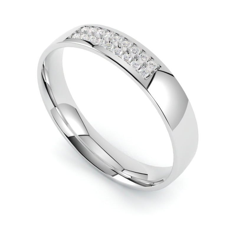 Obrączka ślubna z diamentami białe złoto 750 GOLDPORT