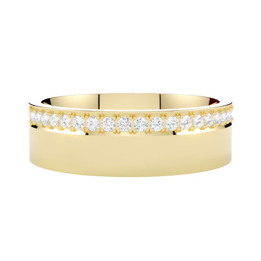 Szeroka obrączka ślubna z diamentami z żółtego złota próby 585 od GOLDPORT