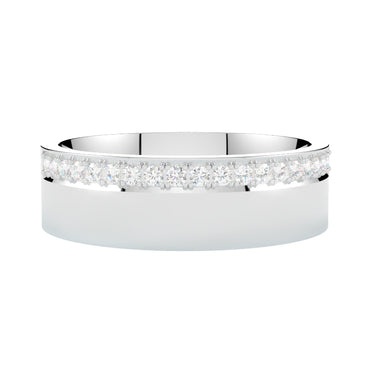 Szeroka obrączka ślubna z diamentami z białego złota próby 585 od GOLDPORT