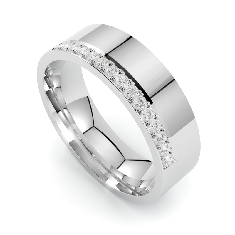 Elegancka obrączka ślubna z diamentami z białego złota próby 750 od GOLDPORT