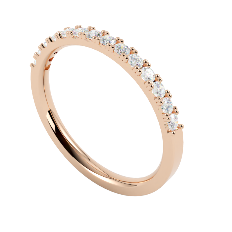 Delikatna obrączka ślubna z diamentami różowe złoto
