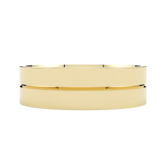 Płaska szeroka obrączka ślubna żółte złoto 585