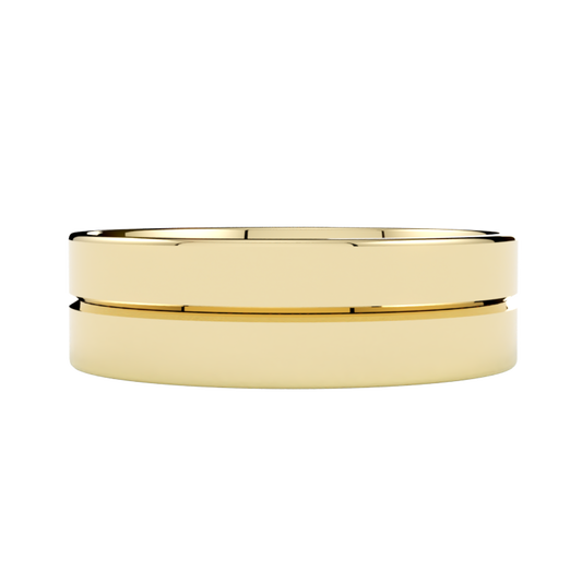 Nowoczesne szerokie obrączki ślubne ze złota żółtego 585