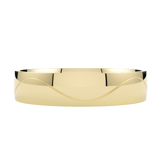 Elegancka obrączka ślubna z falą żółte złoto