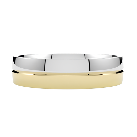 Półokrągła obrączka ślubna wielokolorowa ze złota żółto-białego klasyczny model