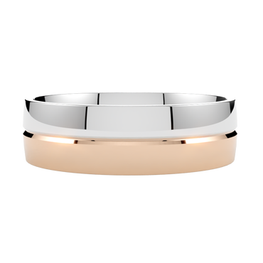 Nowoczesna półokrągła obrączka ślubna wielokolorowa ze złota różowo-białego