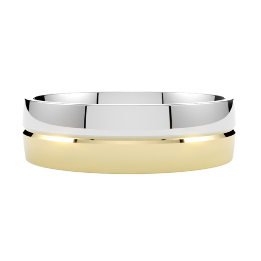 Elegancka półokrągła obrączka ślubna wielokolorowa ze złota żółto-białego 585