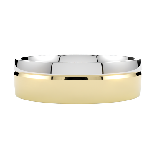 Półokrągła obrączka ślubna wielokolorowa ze złota żółto-białego