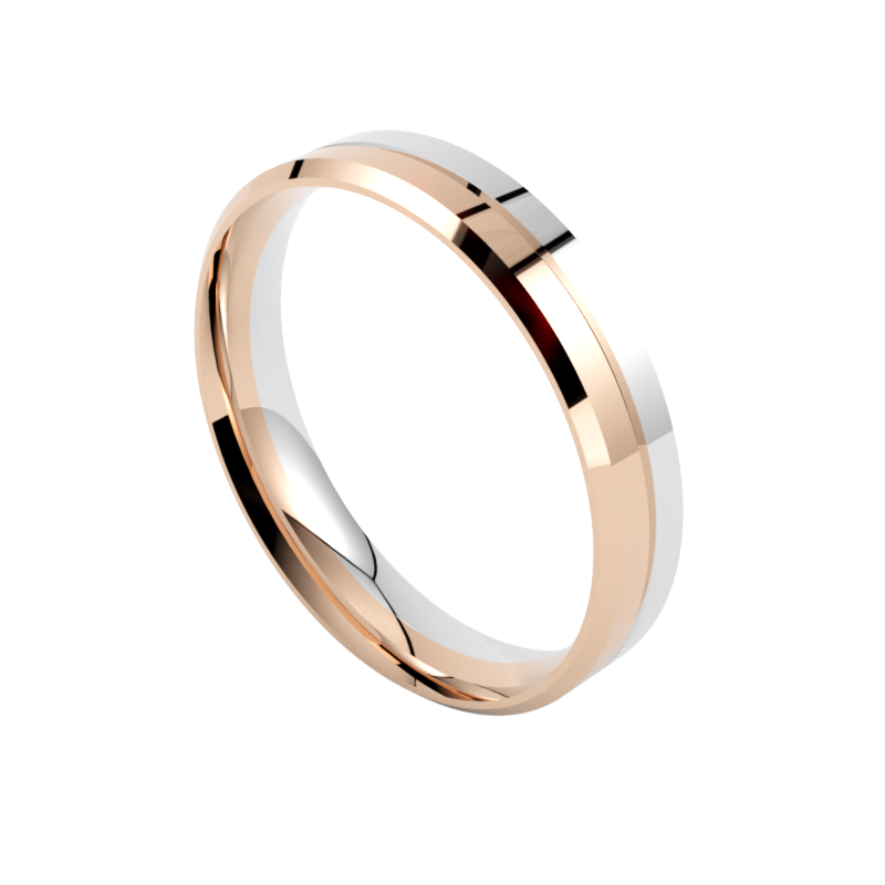 Elegancka fazowana wielokolorowa obrączka ślubna ze złota białego i różowego 585
