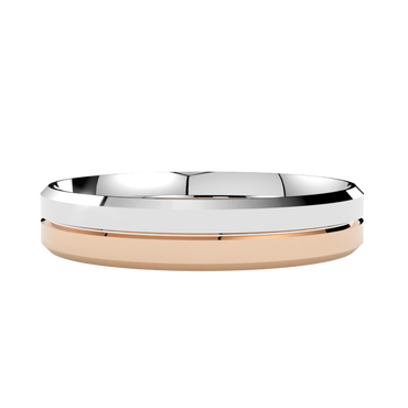 Fazowana wielokolorowa obrączka ślubna ze złota białego i różowego 585 profil płaski