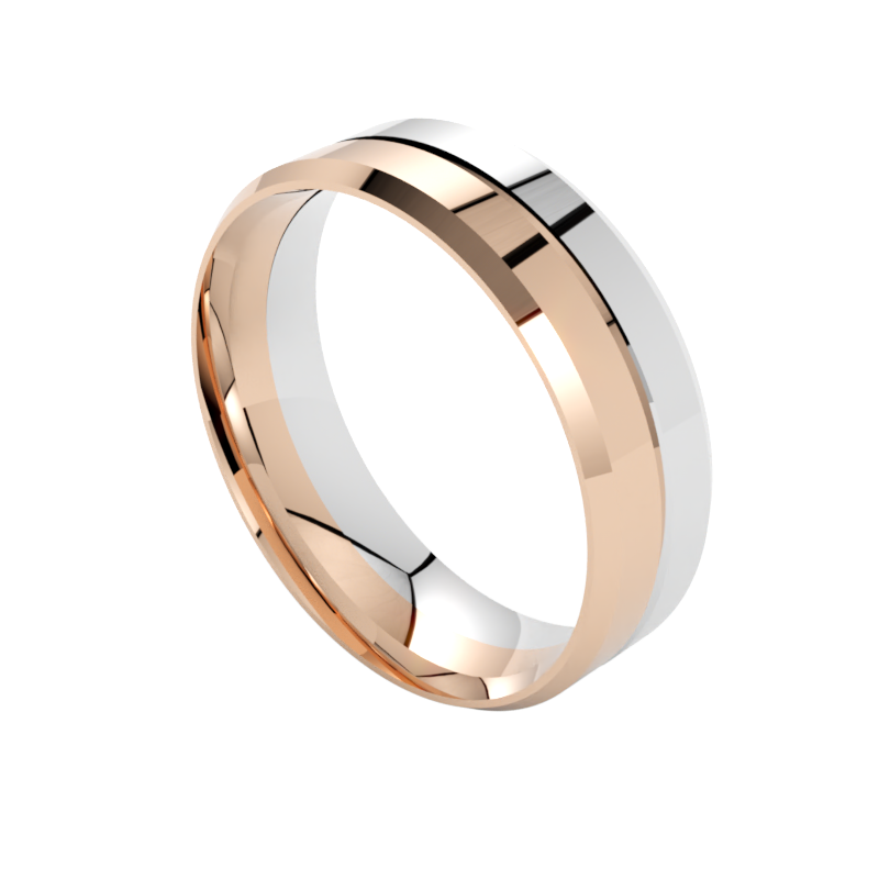 Fazowana wielokolorowa obrączka ślubna ze złota białego i różowego 585