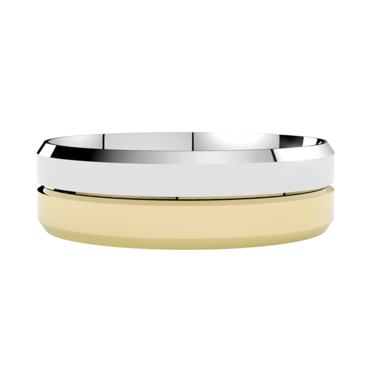 Fazowana wielokolorowa obrączka ślubna ze złota białego i żółtego 585