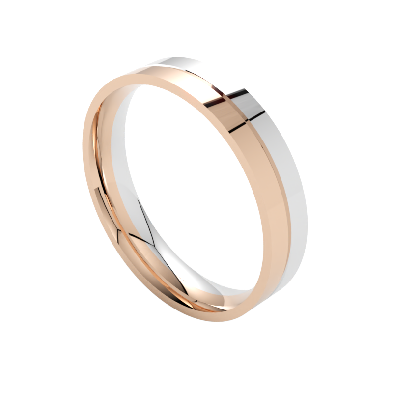 Dwukolorowa obrączka ślubna biało- różowe złoto 585