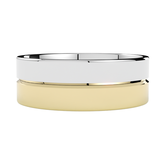 Żółto-biała obrączka ślubna wielokolorowa ze złota