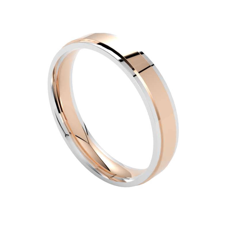 Nowoczesna obrączka ślubna wielokolorowa różowe i białe złoto 585