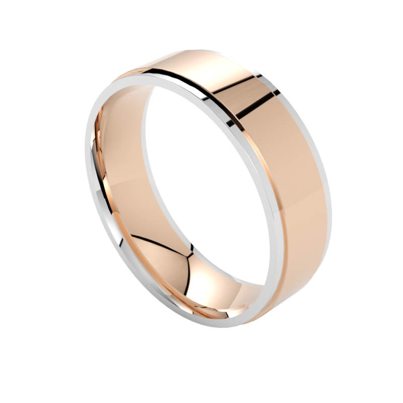 Obrączka ślubna wielokolorowa różowe i białe złoto profil płaski