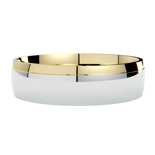 Półokrągła dwukolorowa obrączka ślubna białe i żółte złoto 585