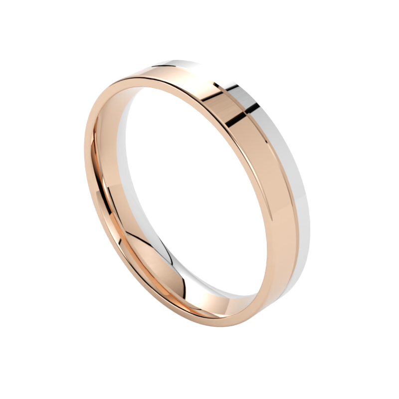 Obrączka ze złota dwukolorowa różowo-biała