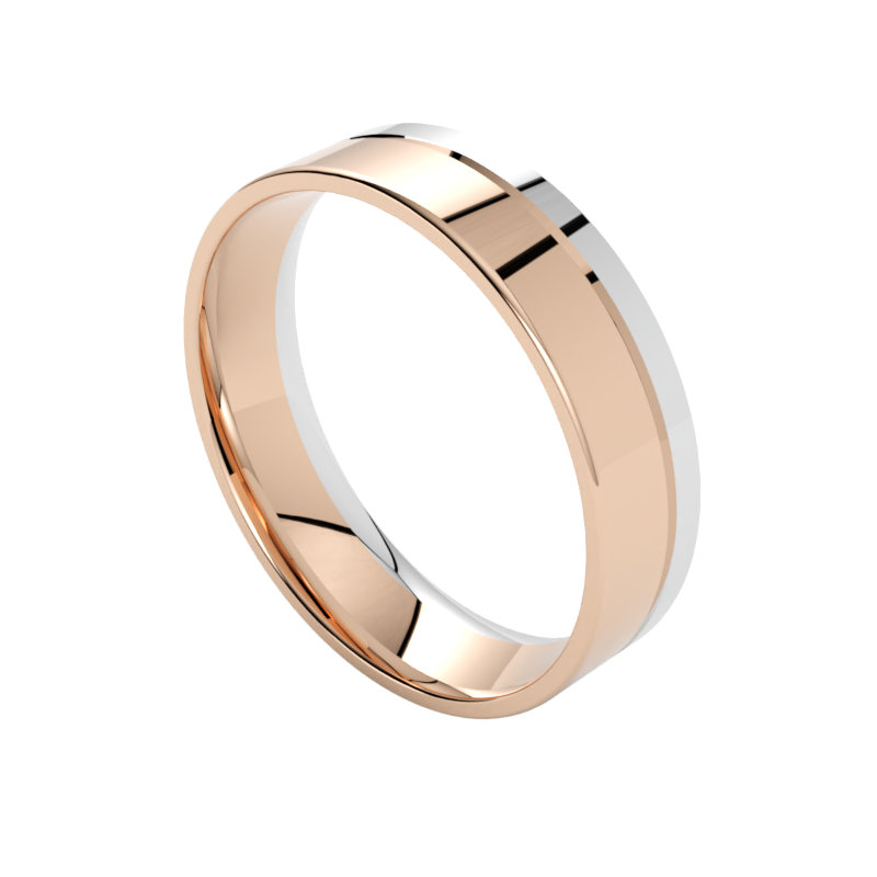 Różowo-biała złota obrączka ślubna